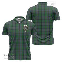 ScotsTee Shop Scottish Hope Vere Clan Crest Tartan Zipper Polo Shirt