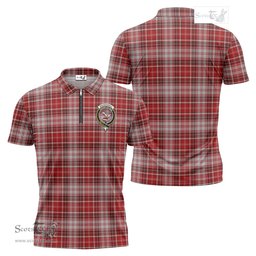 ScotsTee Shop Scottish MacDougall Dress Clan Crest Tartan Zipper Polo Shirt