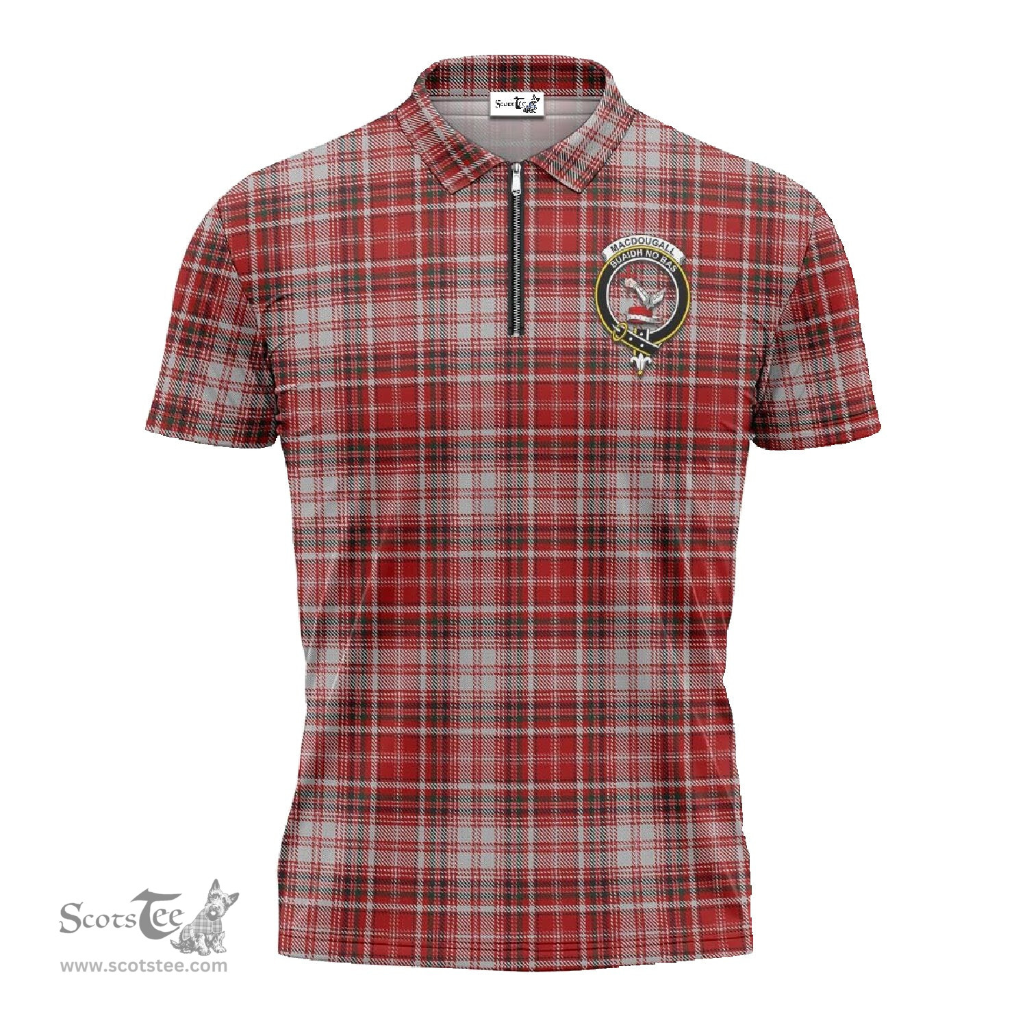 ScotsTee Shop Scottish MacDougall Dress Clan Crest Tartan Zipper Polo Shirt