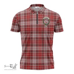 ScotsTee Shop Scottish MacDougall Dress Clan Crest Tartan Zipper Polo Shirt