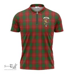 ScotsTee Shop Scottish MacFie Clan Crest Tartan Zipper Polo Shirt