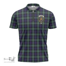 ScotsTee Shop Scottish MacKenzie Hunting Green Clan Crest Tartan Zipper Polo Shirt