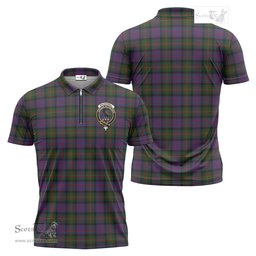 ScotsTee Shop Scottish MacDonell of Glengarry Clan Crest Tartan Zipper Polo Shirt
