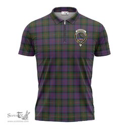 ScotsTee Shop Scottish MacDonell of Glengarry Clan Crest Tartan Zipper Polo Shirt