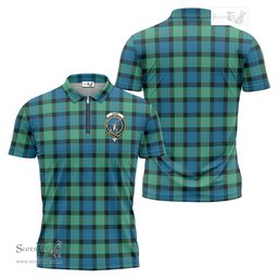 ScotsTee Shop Scottish Gunn Ancient Clan Crest Tartan Zipper Polo Shirt