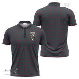ScotsTee Shop Scottish Jardine Dress Clan Crest Tartan Zipper Polo Shirt