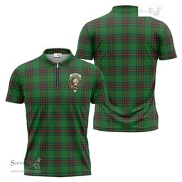 ScotsTee Shop Scottish Kirkaldy Clan Crest Tartan Zipper Polo Shirt