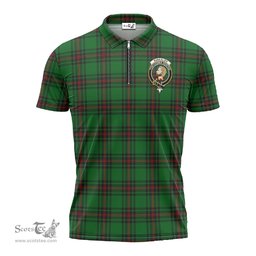 ScotsTee Shop Scottish Kirkaldy Clan Crest Tartan Zipper Polo Shirt