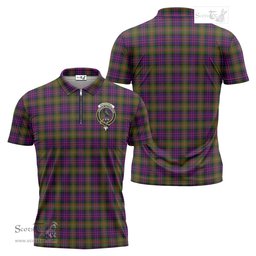 ScotsTee Shop Scottish MacDonell of Glengarry Modern Clan Crest Tartan Zipper Polo Shirt