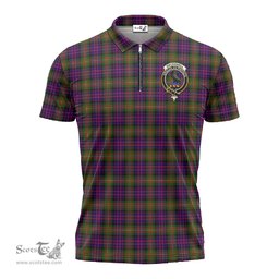ScotsTee Shop Scottish MacDonell of Glengarry Modern Clan Crest Tartan Zipper Polo Shirt