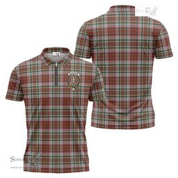 ScotsTee Shop Scottish MacAlister Dress Clan Crest Tartan Zipper Polo Shirt