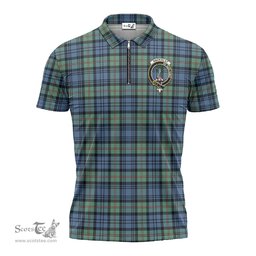 ScotsTee Shop Scottish MacKinlay Ancient Clan Crest Tartan Zipper Polo Shirt