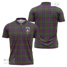 ScotsTee Shop Scottish MacDonald of Clan Ranald Modern Clan Crest Tartan Zipper Polo Shirt