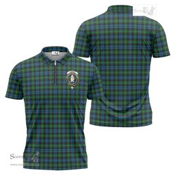 ScotsTee Shop Scottish Lamont Clan Crest Tartan Zipper Polo Shirt