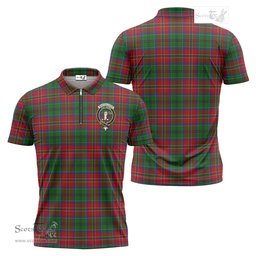 ScotsTee Shop Scottish MacCulloch Clan Crest Tartan Zipper Polo Shirt
