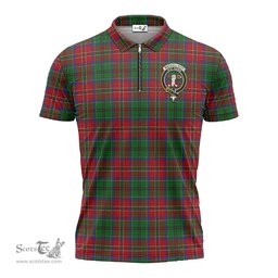 ScotsTee Shop Scottish MacCulloch Clan Crest Tartan Zipper Polo Shirt