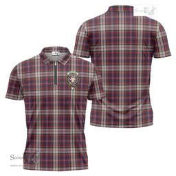 ScotsTee Shop Scottish MacFarlane Dress Clan Crest Tartan Zipper Polo Shirt