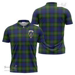 ScotsTee Shop Scottish Gunn Modern Clan Crest Tartan Zipper Polo Shirt