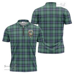 ScotsTee Shop Scottish MacDonald of the Isles Hunting Ancient Clan Crest Tartan Zipper Polo Shirt