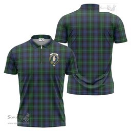 ScotsTee Shop Scottish Lamont #2 Clan Crest Tartan Zipper Polo Shirt