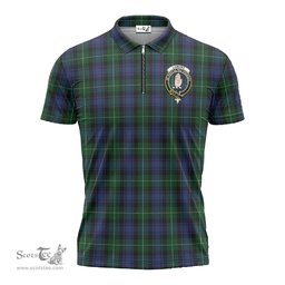 ScotsTee Shop Scottish Lamont #2 Clan Crest Tartan Zipper Polo Shirt