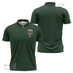 ScotsTee Shop Scottish Graham Clan Crest Tartan Zipper Polo Shirt