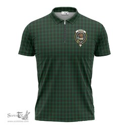 ScotsTee Shop Scottish Graham Clan Crest Tartan Zipper Polo Shirt