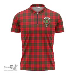 ScotsTee Shop Scottish Grant Modern Clan Crest Tartan Zipper Polo Shirt