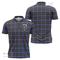 ScotsTee Shop Scottish Guthrie Modern Clan Crest Tartan Zipper Polo Shirt