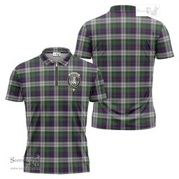 ScotsTee Shop Scottish MacCallum Dress Clan Crest Tartan Zipper Polo Shirt