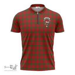 ScotsTee Shop Scottish MacDonald of Sleat Clan Crest Tartan Zipper Polo Shirt