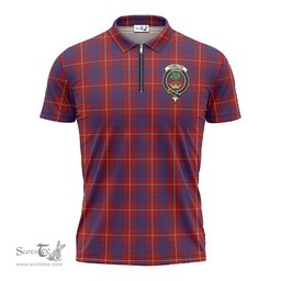 ScotsTee Shop Scottish Hamilton Clan Crest Tartan Zipper Polo Shirt