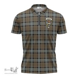 ScotsTee Shop Scottish Graham of Menteith Weathered Clan Crest Tartan Zipper Polo Shirt