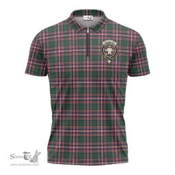 ScotsTee Shop Scottish MacFarlane Hunting Modern Clan Crest Tartan Zipper Polo Shirt
