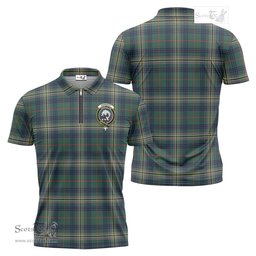 ScotsTee Shop Scottish Kennedy Modern Clan Crest Tartan Zipper Polo Shirt
