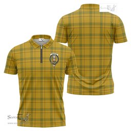 ScotsTee Shop Scottish Houston Clan Crest Tartan Zipper Polo Shirt