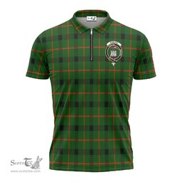 ScotsTee Shop Scottish Kincaid Modern Clan Crest Tartan Zipper Polo Shirt