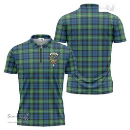 ScotsTee Shop Scottish Gordon Ancient Clan Crest Tartan Zipper Polo Shirt