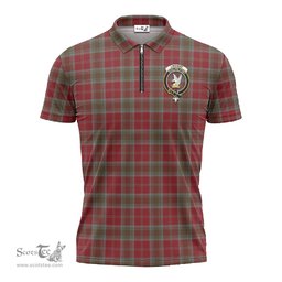 ScotsTee Shop Scottish Lindsay Weathered Clan Crest Tartan Zipper Polo Shirt