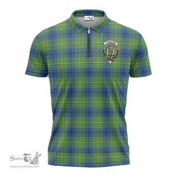ScotsTee Shop Scottish Johnstone-Johnston Ancient Clan Crest Tartan Zipper Polo Shirt