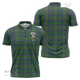 ScotsTee Shop Scottish Hunter of Hunterston Clan Crest Tartan Zipper Polo Shirt