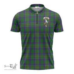 ScotsTee Shop Scottish Hunter of Hunterston Clan Crest Tartan Zipper Polo Shirt
