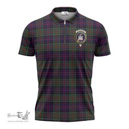 ScotsTee Shop Scottish MacDonald of Clan Ranald Clan Crest Tartan Zipper Polo Shirt