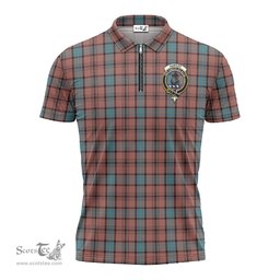 ScotsTee Shop Scottish Hannay Dress Clan Crest Tartan Zipper Polo Shirt