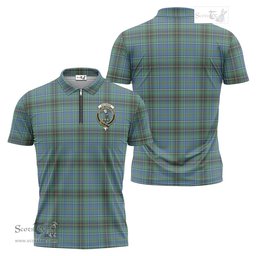 ScotsTee Shop Scottish MacInnes Ancient Clan Crest Tartan Zipper Polo Shirt