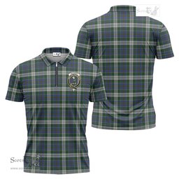 ScotsTee Shop Scottish MacInnes Dress Clan Crest Tartan Zipper Polo Shirt
