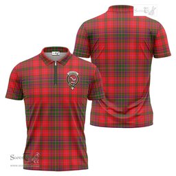 ScotsTee Shop Scottish MacDougall Modern Clan Crest Tartan Zipper Polo Shirt