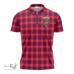 ScotsTee Shop Scottish Hamilton Modern Clan Crest Tartan Zipper Polo Shirt