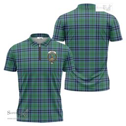 ScotsTee Shop Scottish Keith Ancient Clan Crest Tartan Zipper Polo Shirt