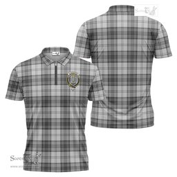 ScotsTee Shop Scottish Glendinning Clan Crest Tartan Zipper Polo Shirt